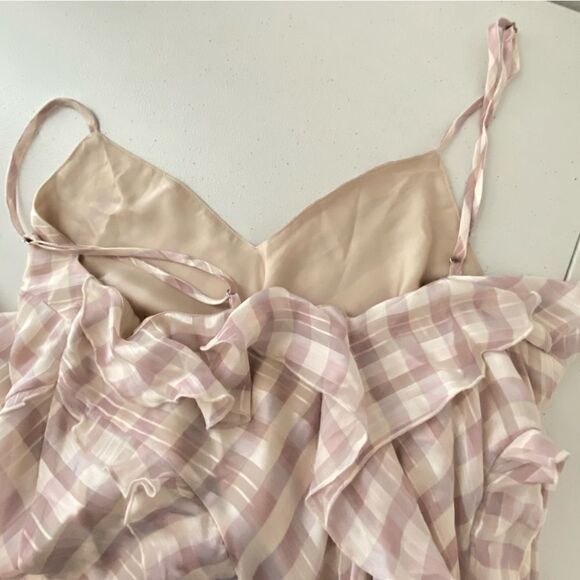 Victoria’s Secret Cami Midi Dress M Purple Gingham Ruffles Y2K Feminine Coquette - Picture 7 of 13